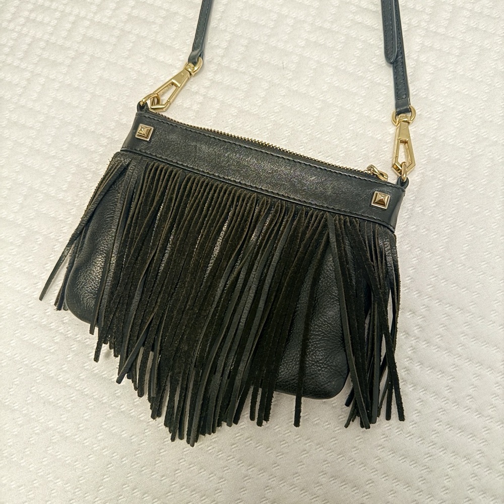 Rebecca Minkoff Fringed Black Leather Purse